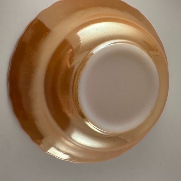 Anchor Hocking Fire King Peach Lustre Swirl Iridescent Serving Dish Bowl 8.5" - Picture 6 of 10